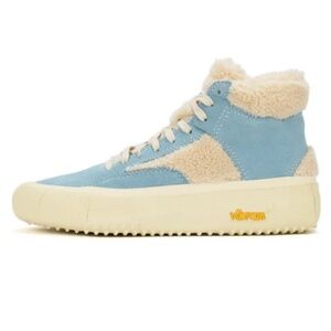 New Brand Black leather shearling sneakers